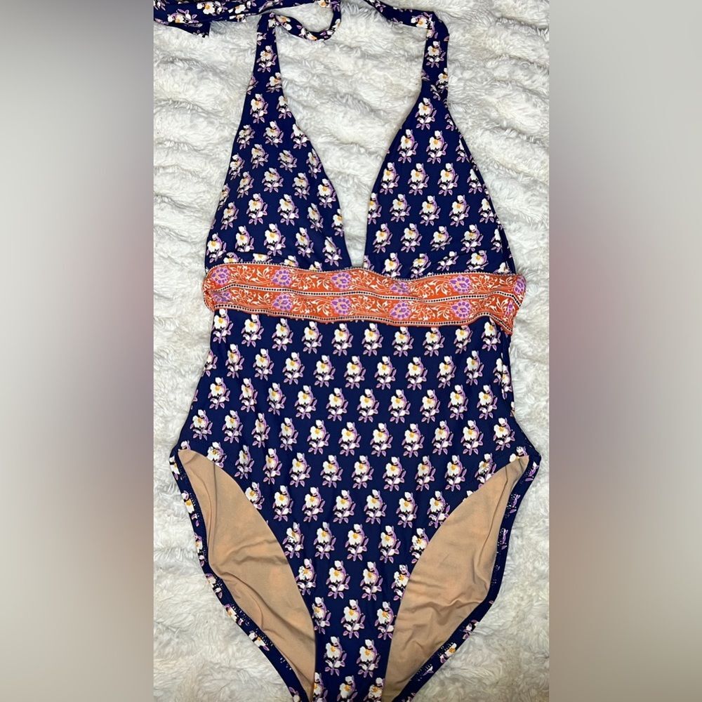 J.Crew Plunge Halter V-Neck One Piece Bathing Suit Size 8 - Picture 2 of 8